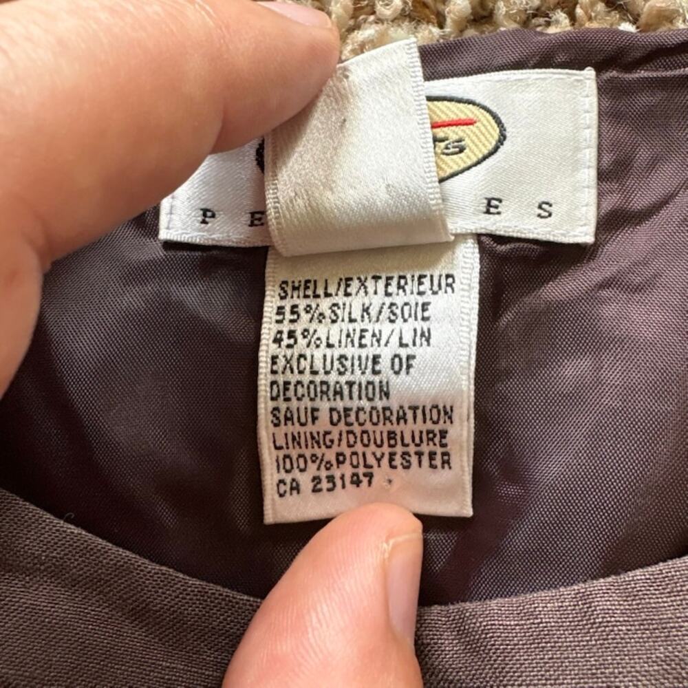 Talbots Petites Silk/Linen Brown Pullover Sleeveless Vest sz 6 Elephants/Palm - Picture 3 of 7